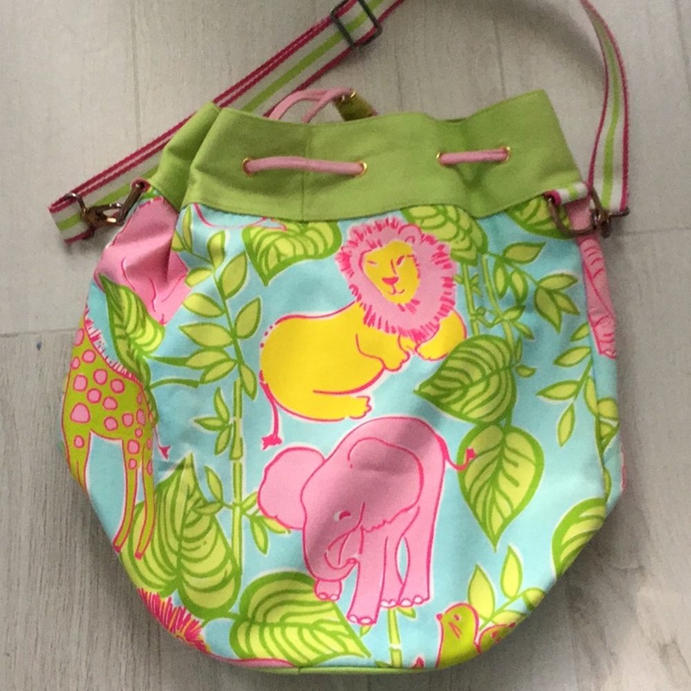 Lillypulitzer Large Canvas Drawstring Shoulder Bag - image 1